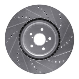 Subaru BRZ Brake Rotor (1) - Front Left - R1 Concepts - Drilled & Slotted - Silver - `03-`25